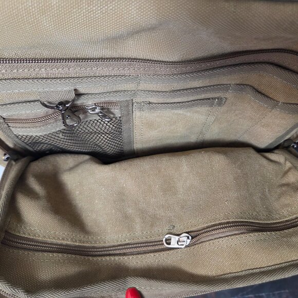 Olive Green Canvas Messenger Bag Laptop Shoulder Bag Durable Crossbody for Men - Picture 10 of 13